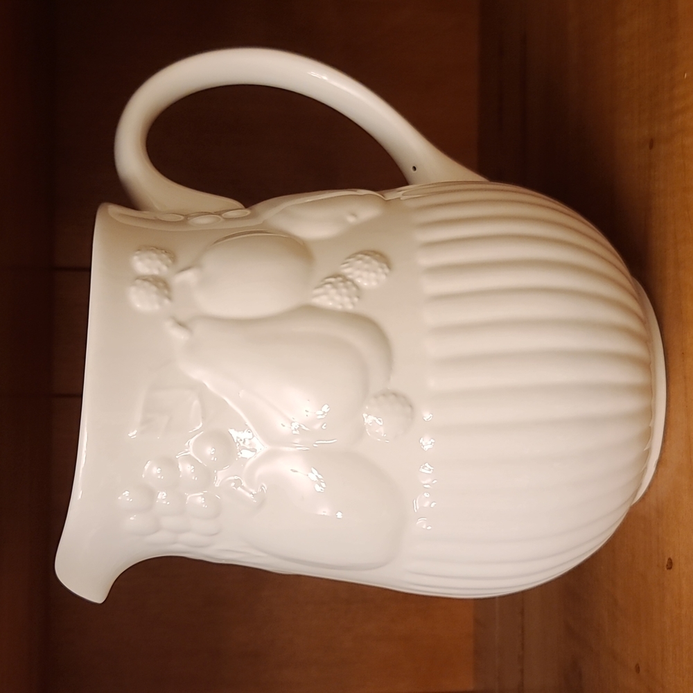 Libbey White Ceramic Fruit Pitcher
